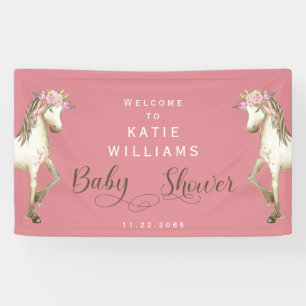 Niedlich Pony Pink Baby Dusche Begrüßungszeichen Banner