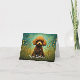 Niedlich Poodle Blume Glückwunsch zum Geburtstag Karte
