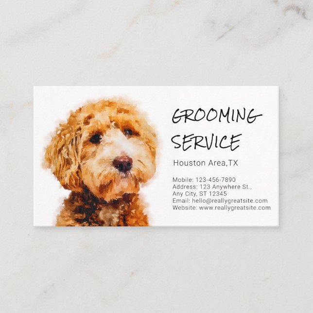 Niedlich Poodle Dog Grooming Shop (mit Servicekart Visitenkarte (Vorderseite)