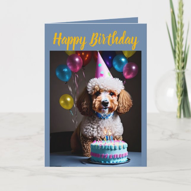 Niedlich Poodle Geburtstag Karte (Vorderseite)