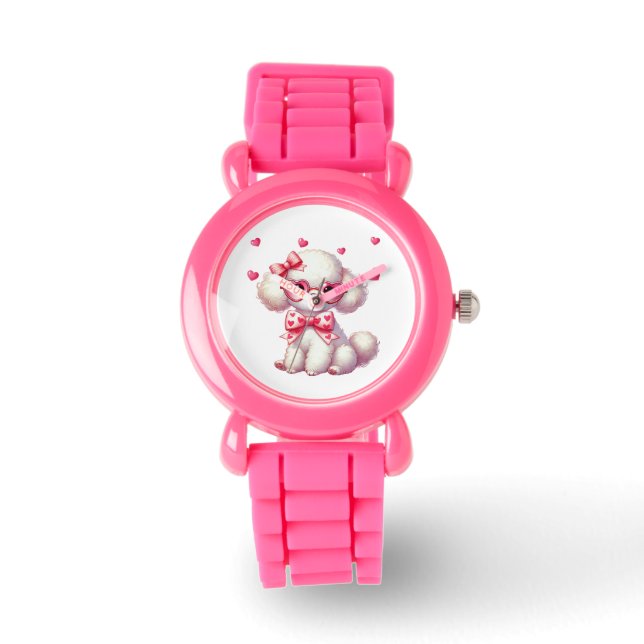 Niedlich Poodle Kids-Uhr Armbanduhr (Vorderseite)