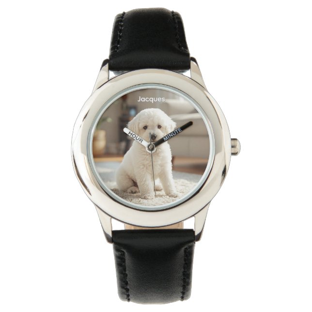 Niedlich Poodle Personalisiert Kid's Watch Armbanduhr (Vorderseite)