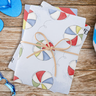 Niedlich Pool Party Whimsisical Beach Balls Funny Geschenkpapier Set