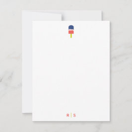 Niedlich Popsicle Coral Blue Personalisiert Monogr Mitteilungskarte