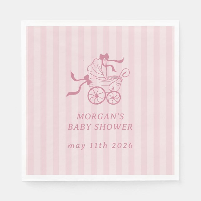 Niedlich Preppy Baby Stroller Babydusche Serviette (Vorderseite)