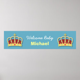Niedlich Prince Boy Baby Dusche Willkommensbanner Poster
