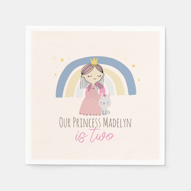 Niedlich Princess Birthday Party Serviette (Vorderseite)