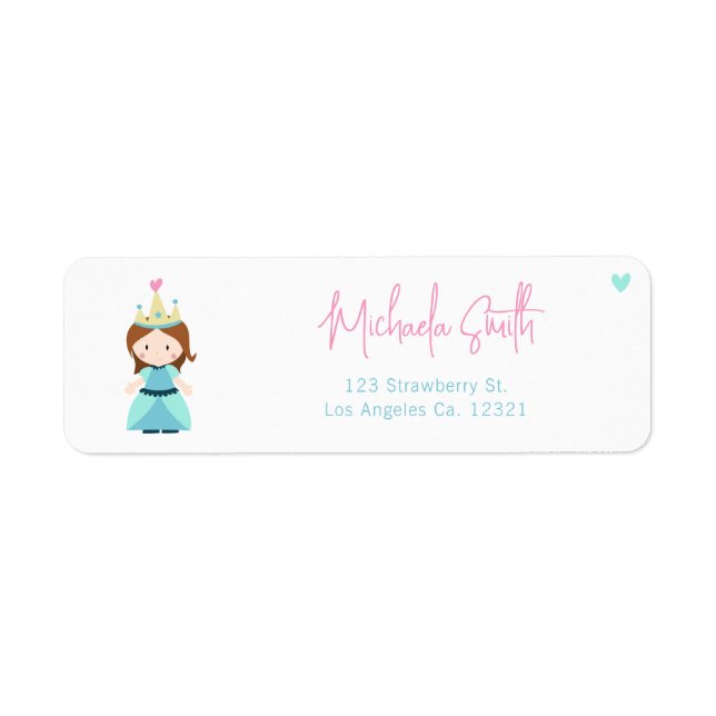 Niedlich Princess Girl Birthday Rücksendeadresse (Vorne)