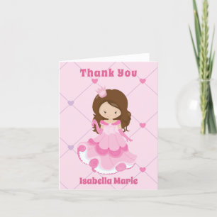 Niedlich Princess Girl Pink Personalisierte Kinder Dankeskarte