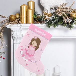 Niedlich Princess Pink Hearts Little Girl Monogram Kleiner Weihnachtsstrumpf