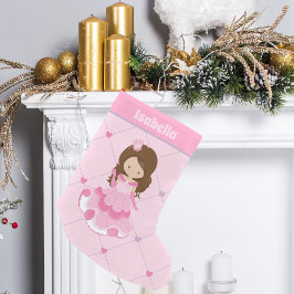 Niedlich Princess Pink Hearts Little Girl Monogram Kleiner Weihnachtsstrumpf