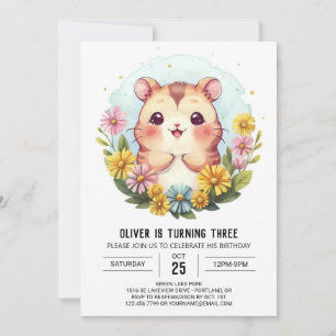 Niedlich Printable Hamster Birthday Einladung