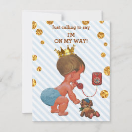 Niedlich Prinz on Phone Stripes Gold Dots Babydusc Einladung