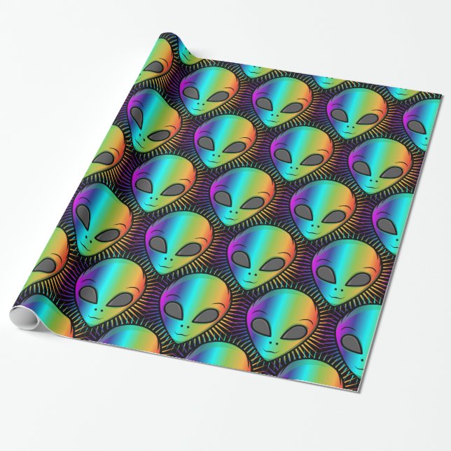 Niedlich Psychedelische Alien Head Thunder_Cove Geschenkpapier (Ungerollt)