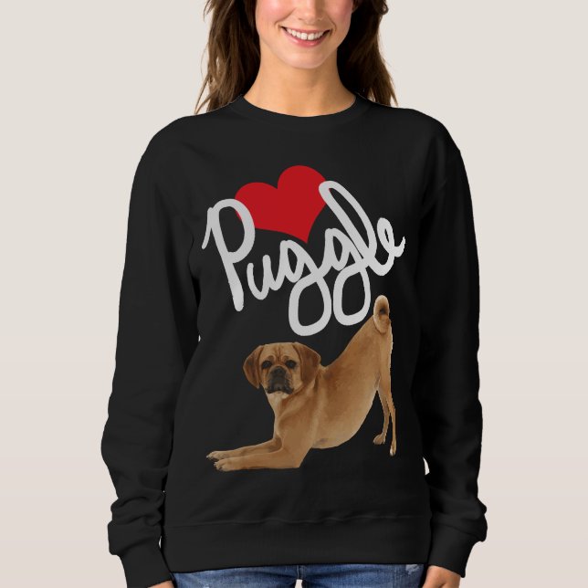 Niedlich Puggle Liebe Hund Mama Sweatshirt (Vorderseite)