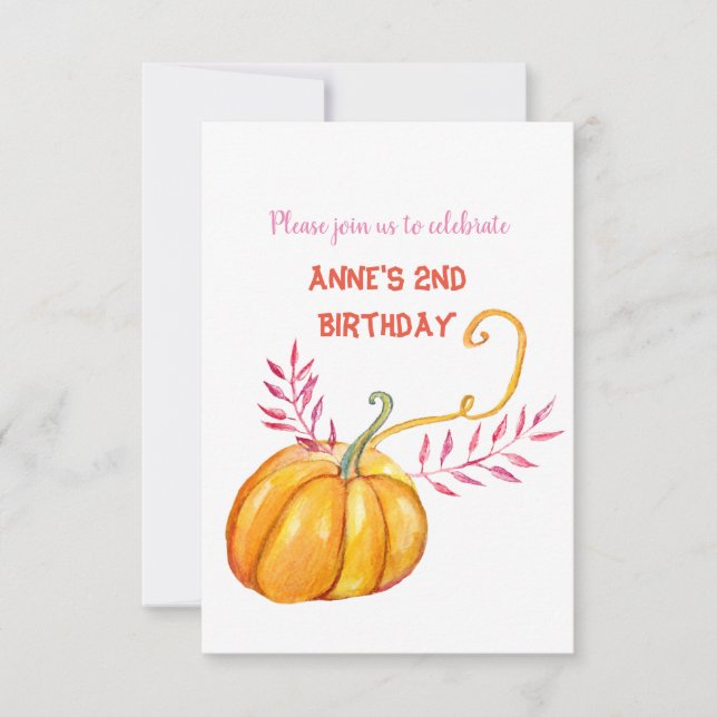 Niedlich Pumpkin Baby Birtdhay Einladung (Vorderseite)