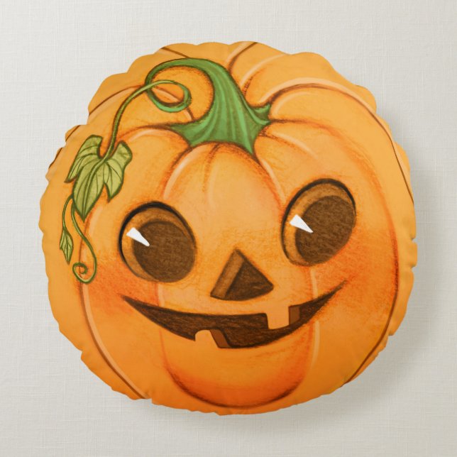 Niedlich Pumpkin-Kissen #1 Rundes Kissen (Vorderseite)