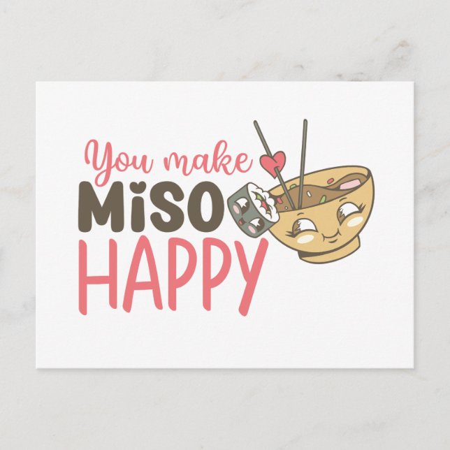 Niedlich Pun Du machst Miso Happy Funny Valentine' Postkarte (Vorderseite)