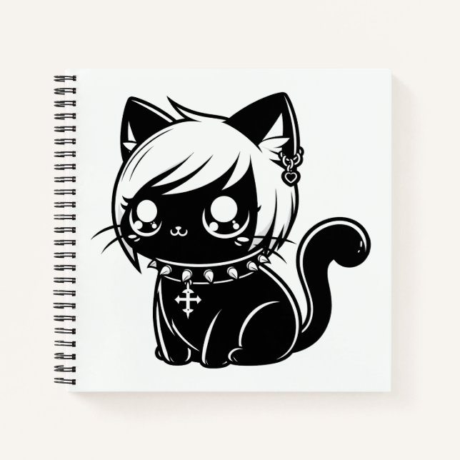 Niedlich Punk Cat Manga Kitten Kawaii Notizbuch (Vorderseite)