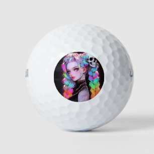 Niedlich Punk Rock Skull Goth Rainbow Braid Anime Golfball