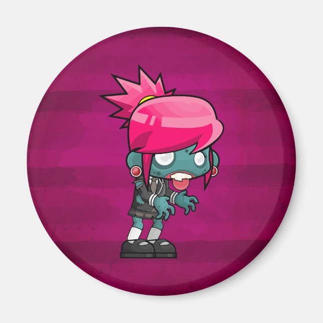 Niedlich Punk Rock Zombie Girl Illustration Magnet (Vorne)