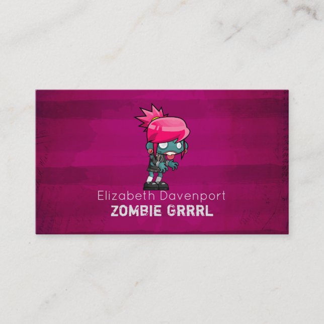Niedlich Punk Rock Zombie Grrl Fun Novelty Visitenkarte (Vorderseite)
