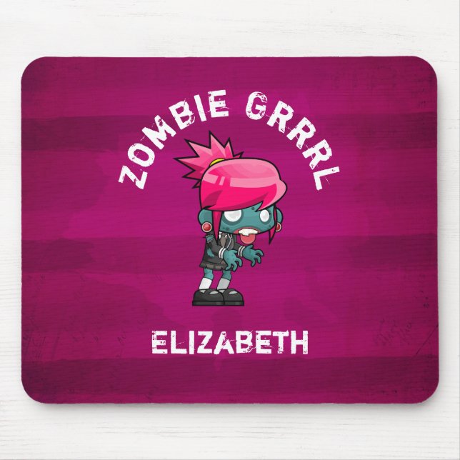 Niedlich Punk Rock Zombie Grrrl Personalisiert Mousepad (Vorne)