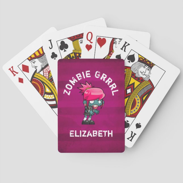 Niedlich Punk Rock Zombie Grrrl Personalisiert Spielkarten (Rückseite)