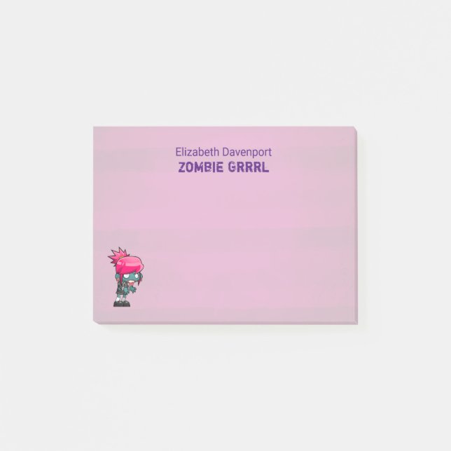 Niedlich Punk Rock Zombie Grrrl Post-it Klebezettel (Vorderseite)