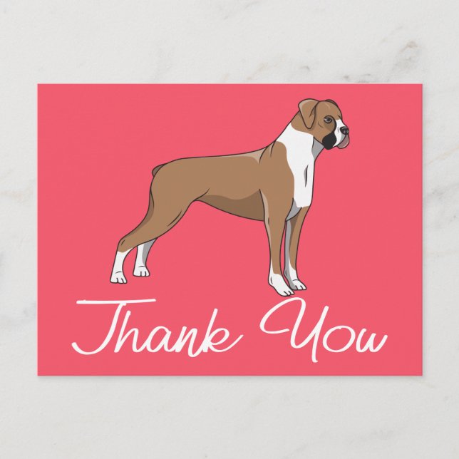 Niedlich Puppy Pink Cartoon Boxer Dog Danke Postkarte (Vorderseite)