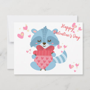 Niedlich Raccoon Frohes Valentinstag! Weihnachtska Postkarte