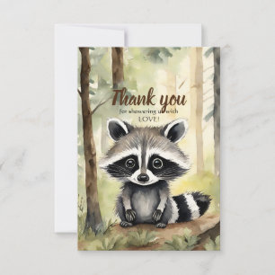 Niedlich Raccoon Gender Neutral Baby Dusche Vielen Dankeskarte