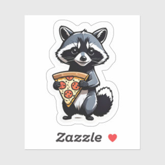 Niedlich Raccoon Pizza essen Aufkleber