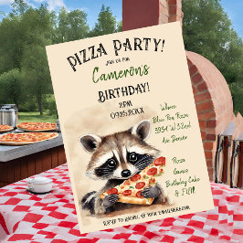 Niedlich Raccoon Pizza Geburtstagsparty Einladung