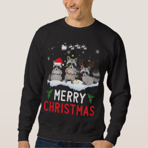Niedlich Raccoon Santa Reindei Weihnachten Funny P Sweatshirt