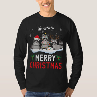 Niedlich Raccoon Santa Reindei Weihnachten Funny P T-Shirt
