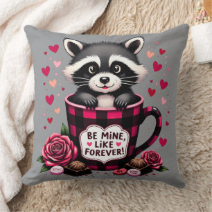 Niedlich Raccoon Valentine Buffalo Kariert Ästheti Kissen