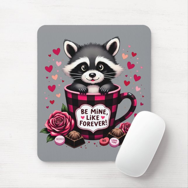 Niedlich Raccoon Valentine Buffalo Kariert Ästheti Mousepad (Mit Mouse)