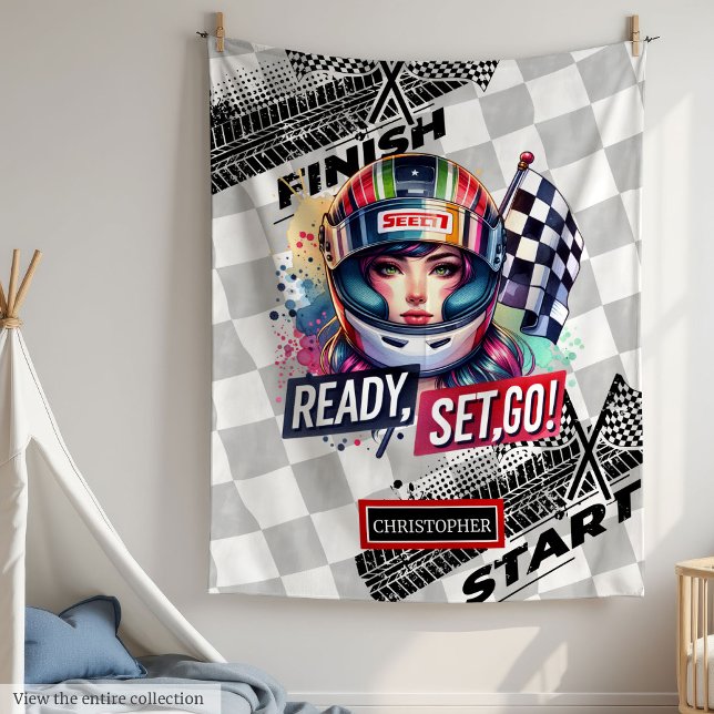 Niedlich Racing Blanket Girl Driving Sport Car Fleecedecke (Cute Racing Blanket Girl Driving Sport Car )