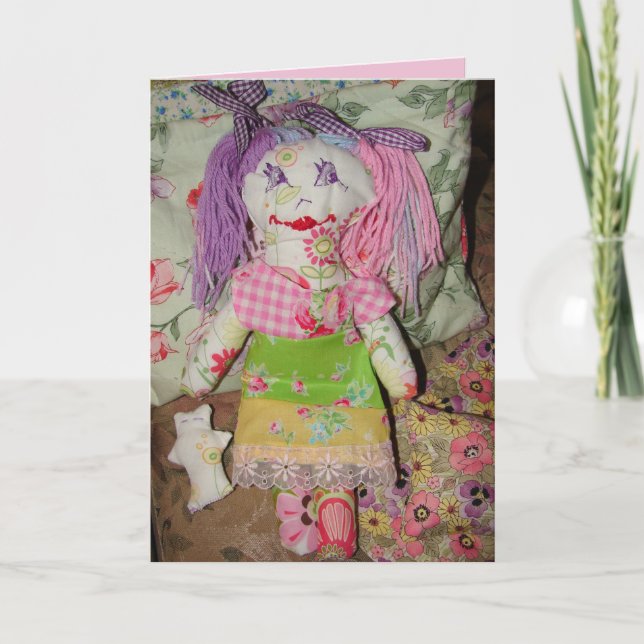 Niedlich Ragdoll Kleine Mädchen Geburtstag Lila Pu Karte (Vorderseite)
