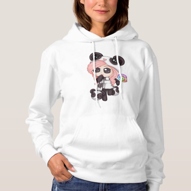 Niedlich Rainbow Anime Panda Girl Hoodie (Vorderseite)