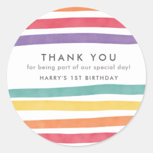 Niedlich Rainbow Birthday Party Danke Stickers