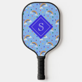 Niedlich Rainbow Blue Sky Personalisiert Monogram Pickleball Schläger