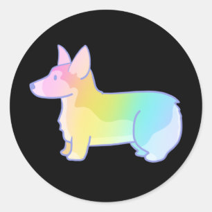 Niedlich Rainbow Corgi Runder Aufkleber