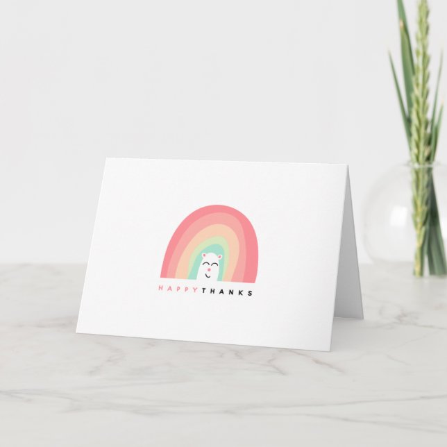 Niedlich Rainbow Critter Happy Danke Personalisier (Vorderseite)