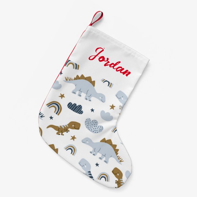 Niedlich Rainbow Dinosaur Muster Kleiner Weihnachtsstrumpf (Vorderansicht (hängend))