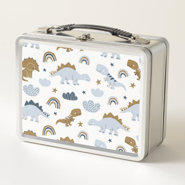 Niedlich Rainbow Dinosaur Muster Metall Brotdose (Vorderseite)