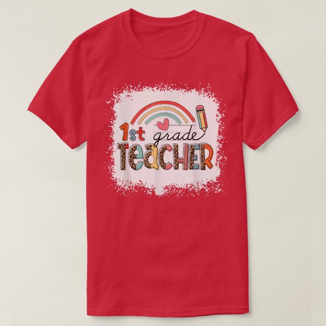 Niedlich Rainbow Erster Leopard-Lehrer T-Shirt (Design vorne)