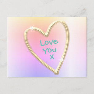 Niedlich Rainbow Gold I Liebe Ihr Herz Postkarte