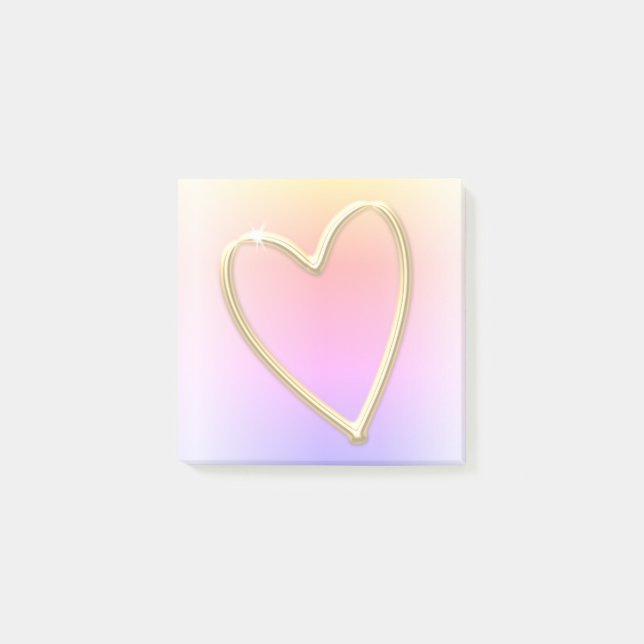 Niedlich Rainbow Gold Liebe Herz Post-it Klebezettel (Vorderseite)